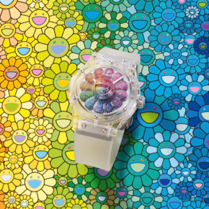 Kaikai Kiki小花腕錶七彩登場！HUBLOT宇舶錶x村上隆推出二次聯名款「藍寶石彩虹腕錶」